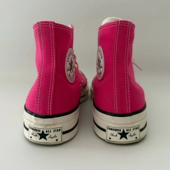 Converse High Top Sneakers Hot Pink Womens Size 8 - Picture 4 of 5